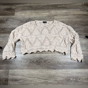 Originality Sweater Women's M Beige Long Sleeve Cropped Relaxed Fit Soft Girl‎